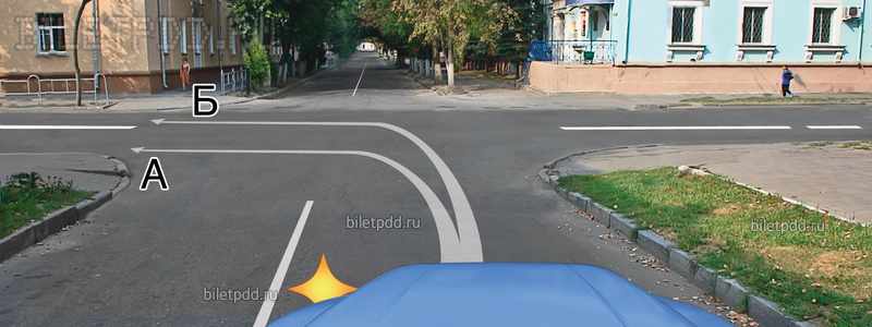 По какой траектории Вам можно выполнить поворот налево?