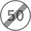 Знак 3.25 "Конец зоны ограничения максимальной скорости"