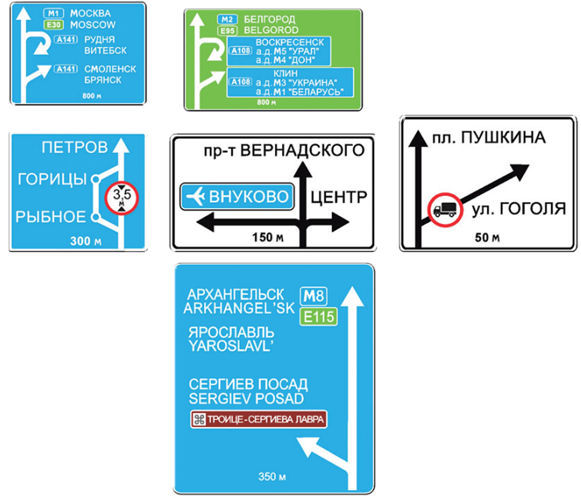 Знак 6.9.1 "Предварительный указатель направлений"